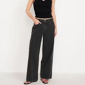 Old Navy Women's Mid-rise WOW Baggy Wide Leg Washed Black Jeans -Size 14 S